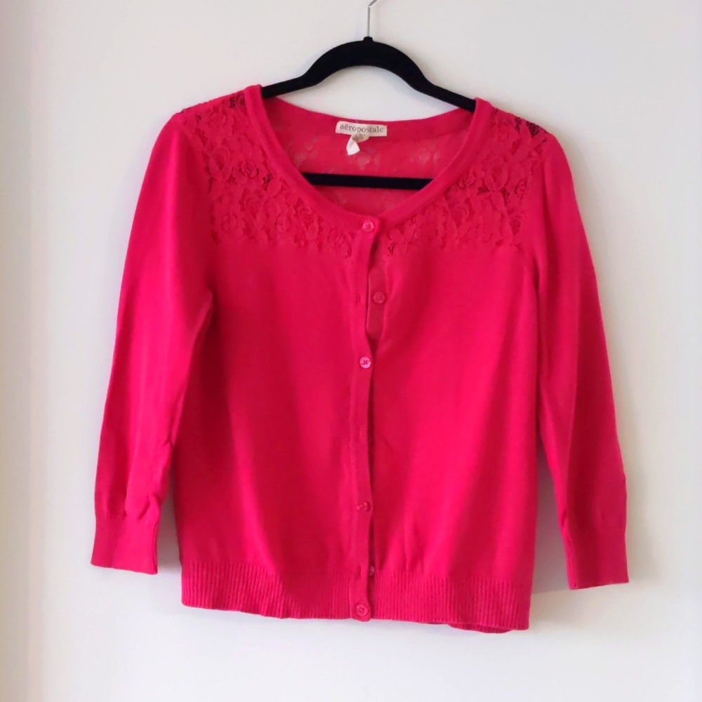 Pink lace back sweater